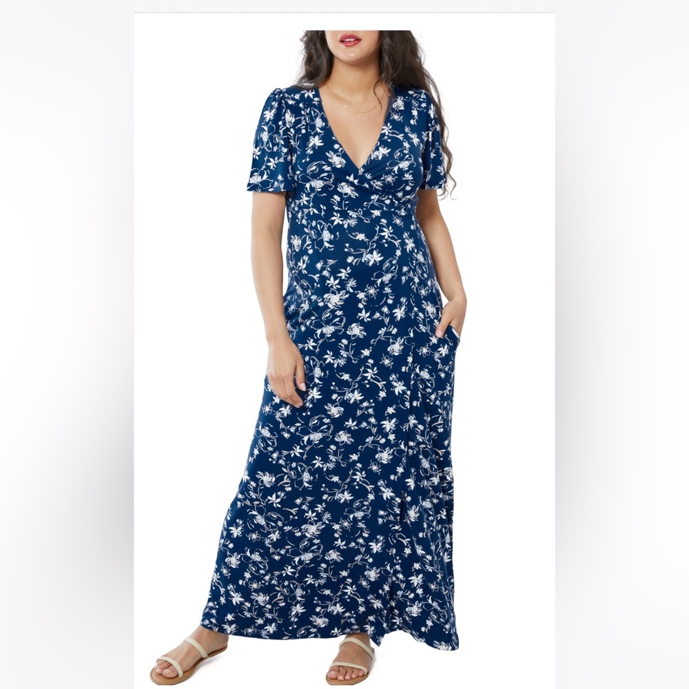 Ingrid & Isabel Faux Wrap Maternity / Nursing Maxi Dress (Size S)